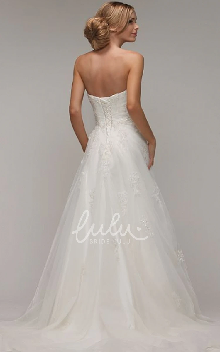 Beaded A-Line Sweetheart Tulle Wedding Dress with Criss-Cross and Lace-Up