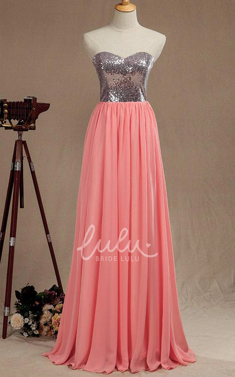 Sequin Sweetheart Chiffon & Satin Dress Modern Formal Gown