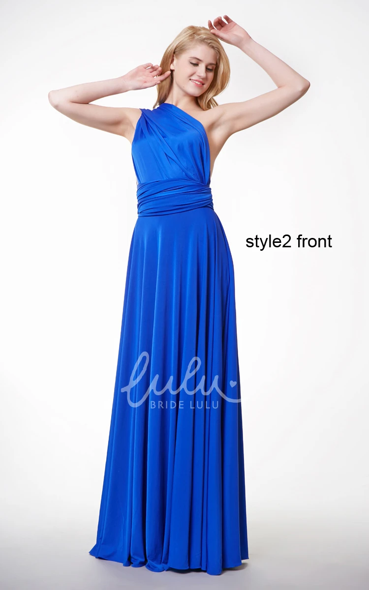 Knee-length Jersey Bridesmaid Dress Convertible One Shoulder & Ruched