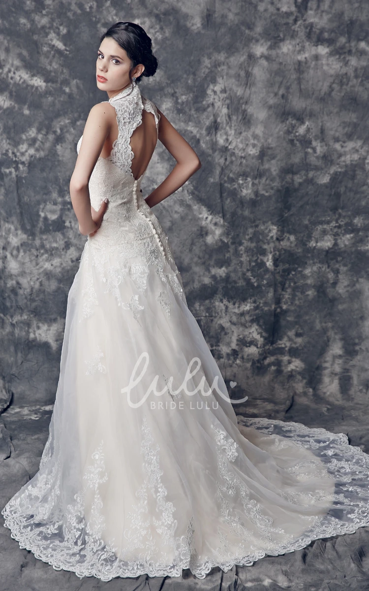 A-line Long Lace Wedding Dress with Cap Sleeves Wedding Dress