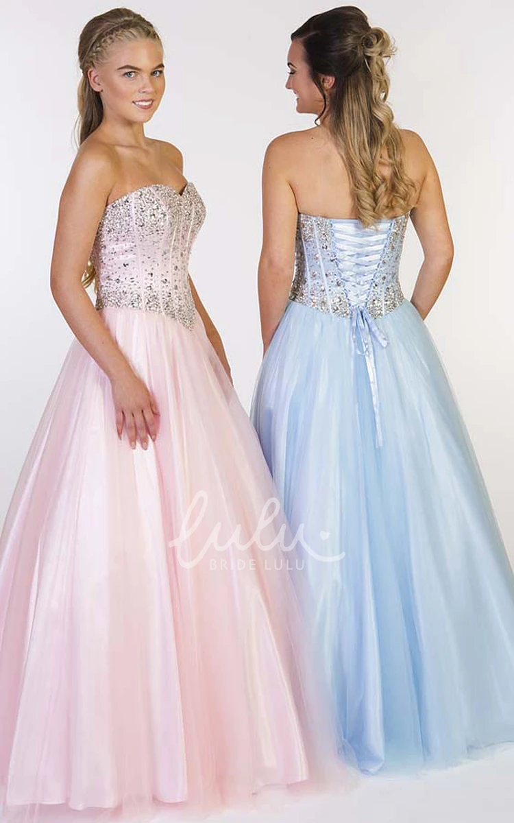 A-Line Tulle Prom Dress with Sweetheart Neckline and Beaded Bodice