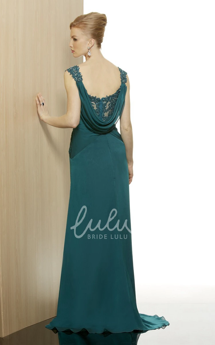 Long Chiffon A-Line Bridesmaid Dress with Sequins and Low-V Back