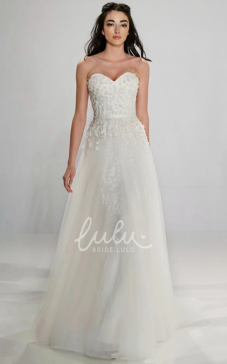 Sweetheart Tulle A-Line Wedding Dress with Beading and Zipper Modern Bridal Gown