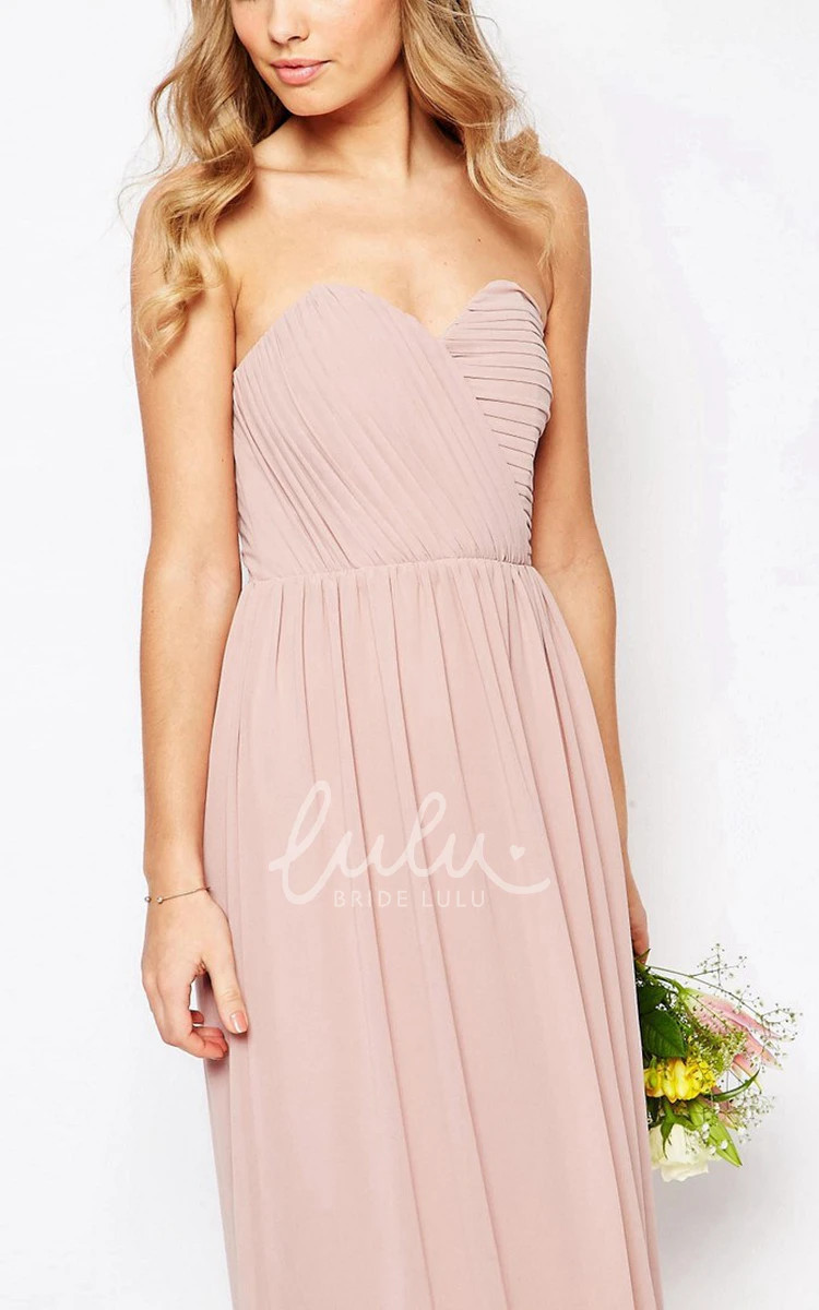 Ruched Sweetheart Chiffon Bridesmaid Dress Ankle-Length