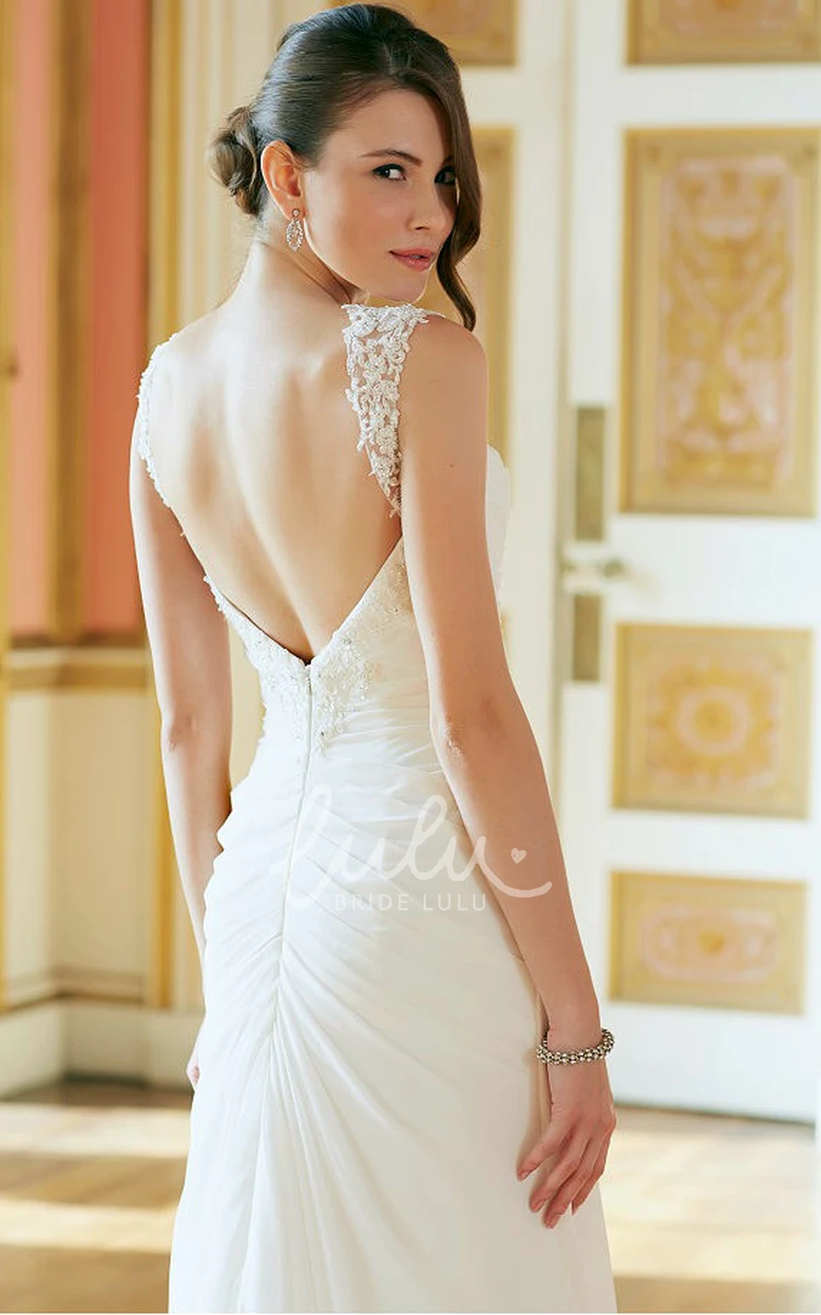 Chiffon Wedding Dress with Ruched Straps and Appliques