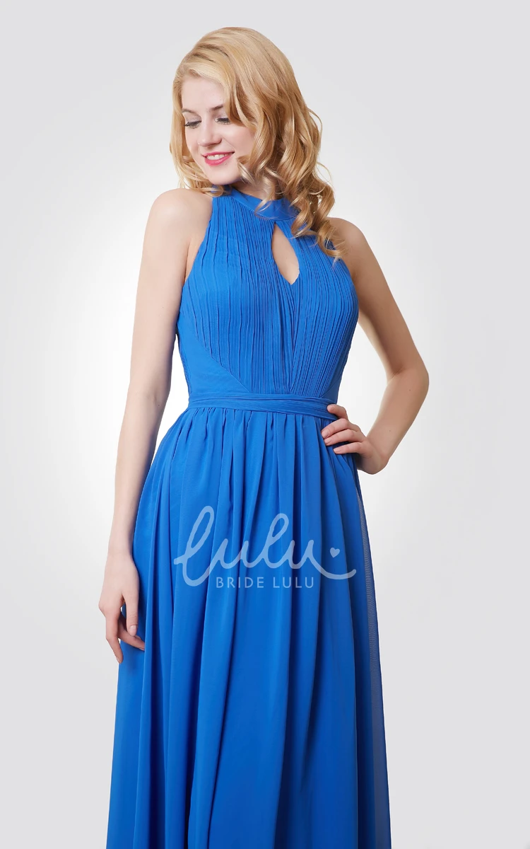 A-Line Halter Chiffon Dress with Keyhole Elegant Bridesmaid Dress