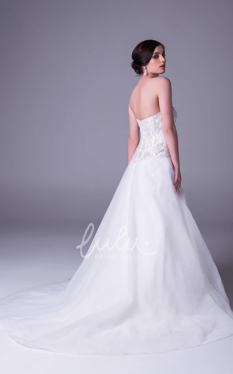 Crystal A-Line Sweetheart Tulle Wedding Dress