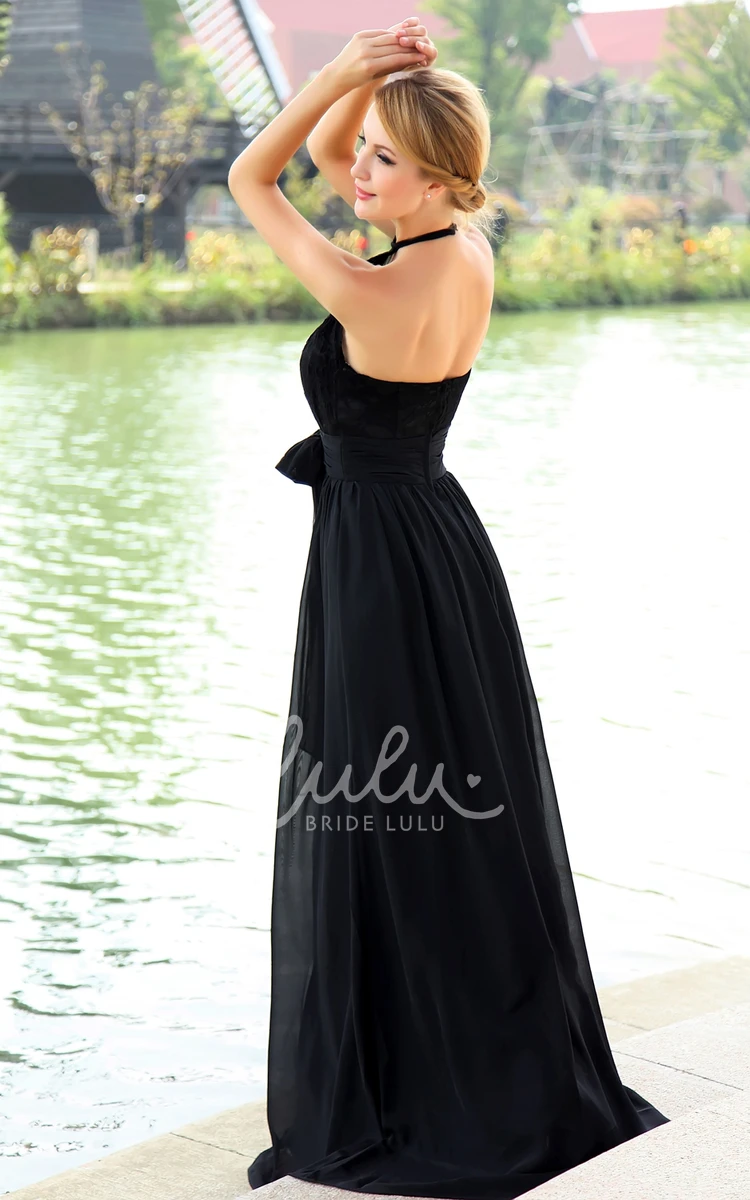 Halter Chiffon Floor-Length Dress with High Neck for Formals