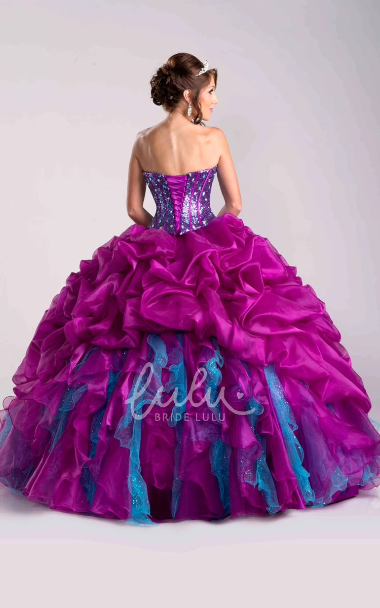 Cascading Ruffles Sweetheart Ball Gown with Sequined Corset Classy Prom Dress