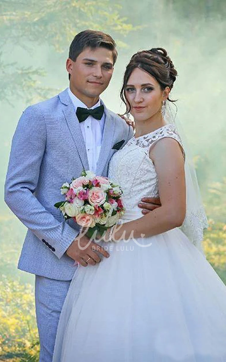 Tulle and Lace Jewel-neck Sleeveless Wedding Dress Ethereal & Unique