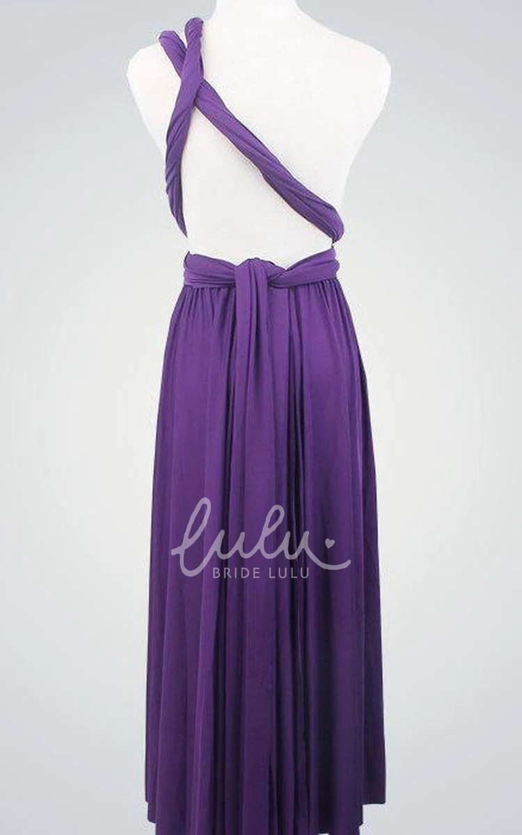 Purple Multiway Infinity Bridesmaid Dress Knee Length Convertible Party Dress