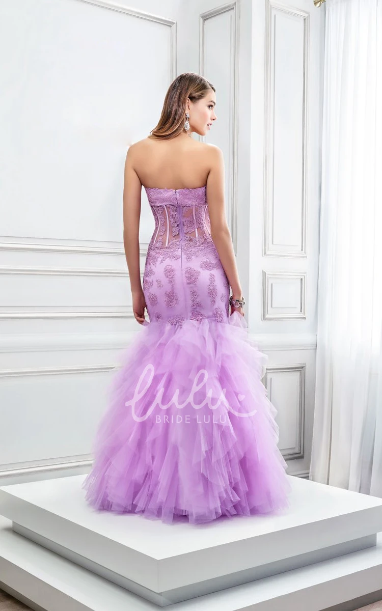 Sweetheart Mermaid Tulle Prom Dress with Appliques Floor-Length