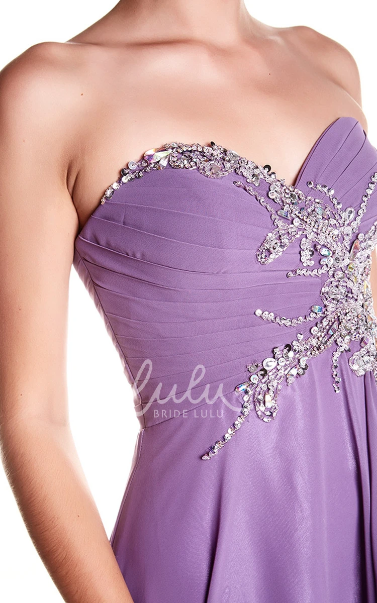 Beaded Sweetheart Chiffon Sleeveless Prom Dress Flowy Women's Dress