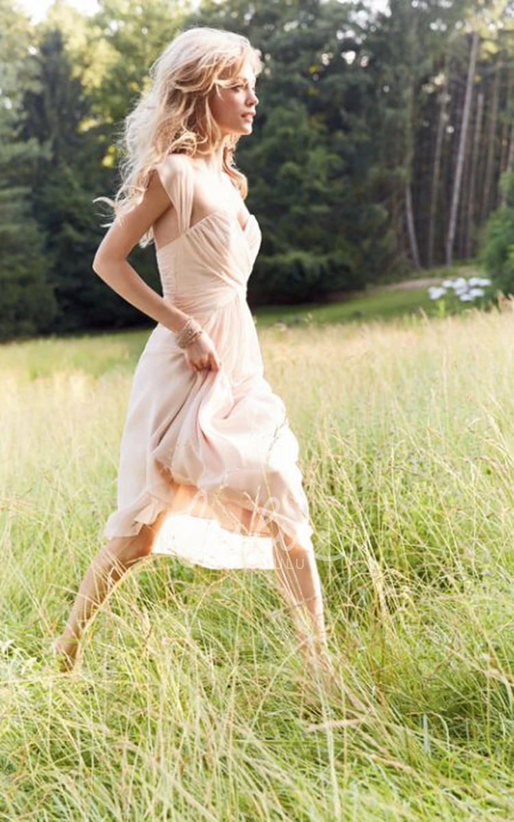 Cap Sleeve Sweetheart Chiffon Bridesmaid Dress with Straps Elegant A-Line Floor-Length