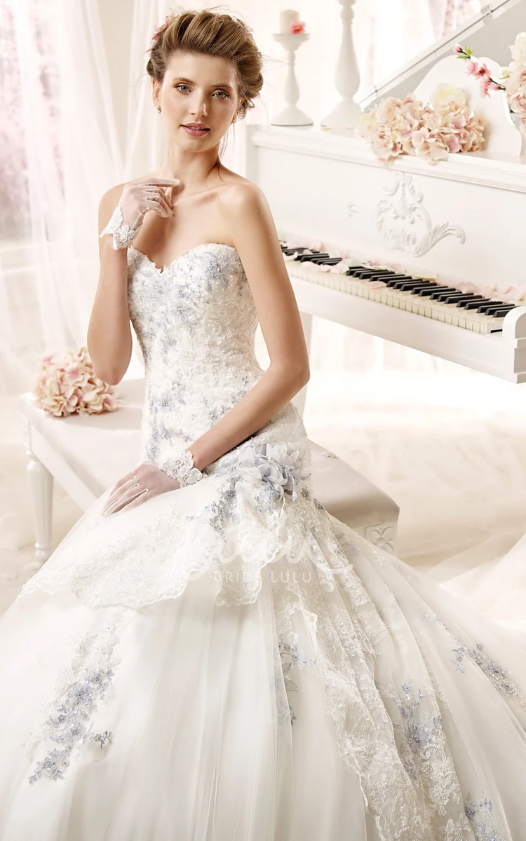 Sweetheart Beaded Wedding Dress with Asymmetrical Overlayer Special 2024