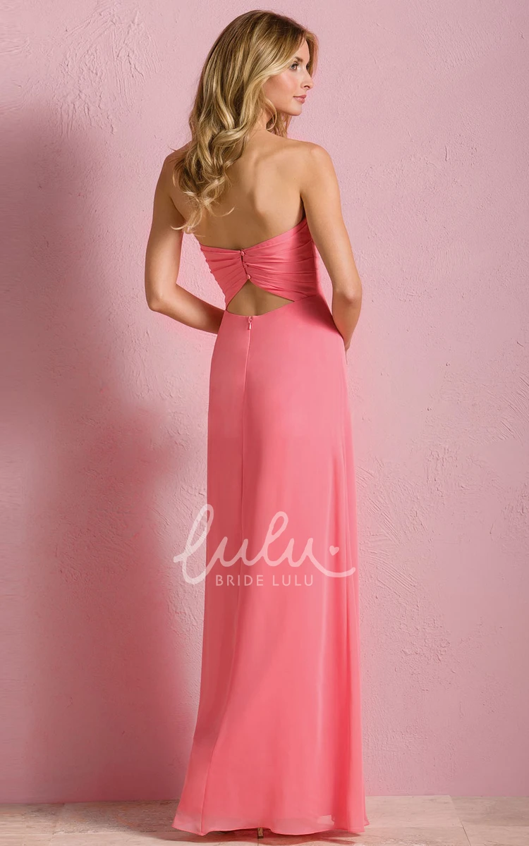 A-Line Bridesmaid Dress with Sweetheart Neckline Side Slit and Keyhole Back