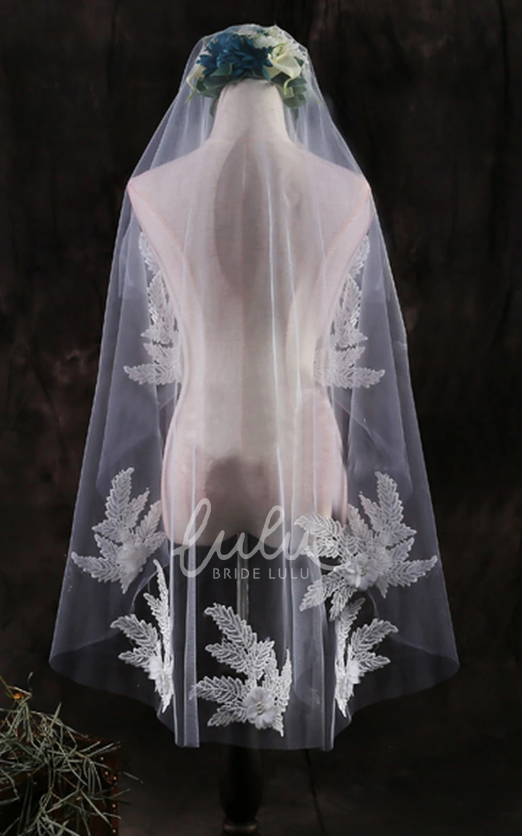 Handmade Flower Lace Applique Wedding Veil for Brides