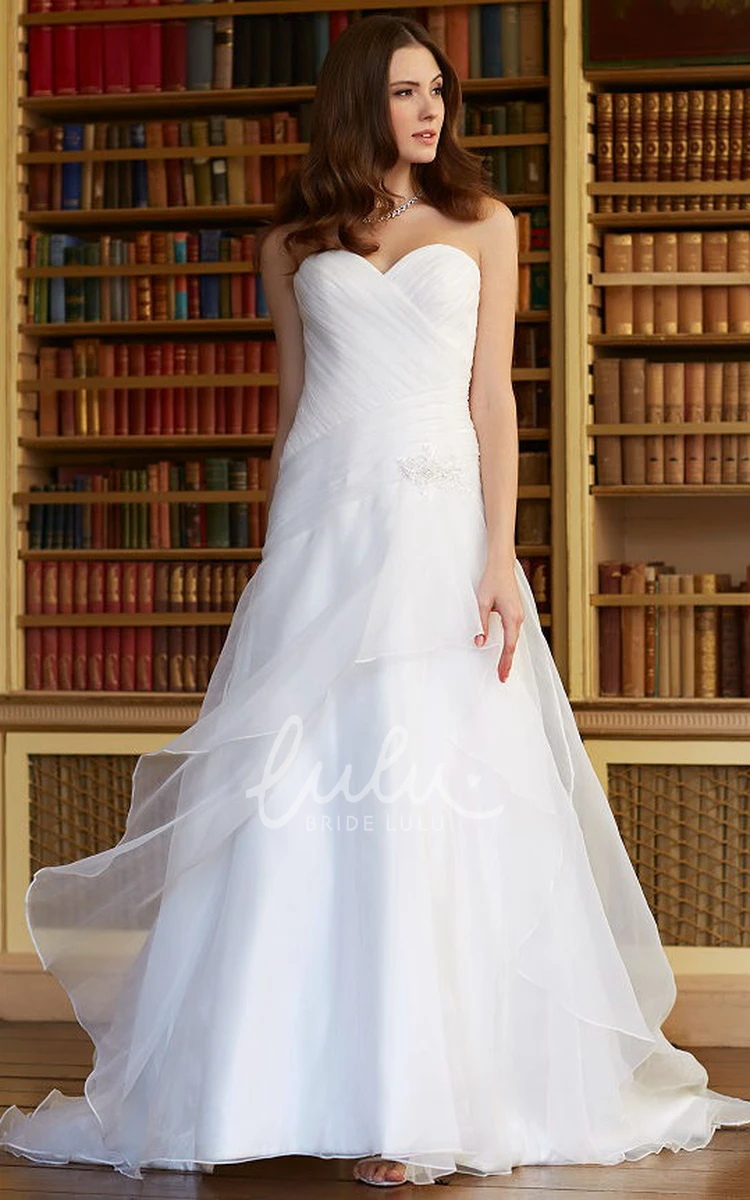 Organza Wedding Dress with Draping A-Line Sweetheart Floor-Length