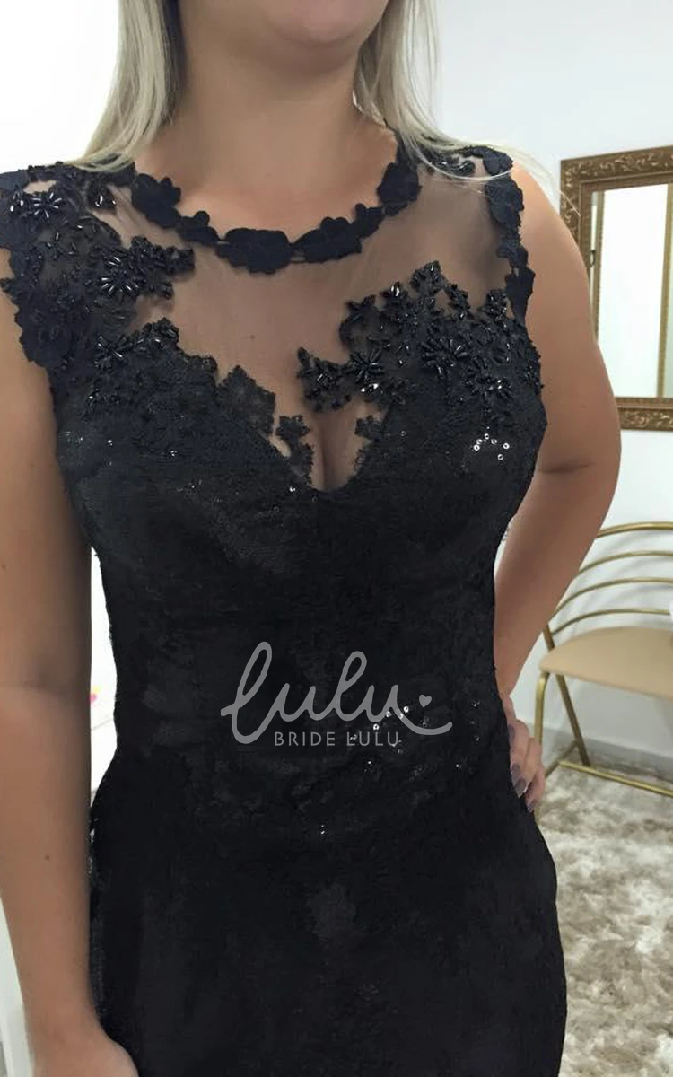 Black Lace Applique Bodycon Cocktail Dress Elegant Women's Party Dress