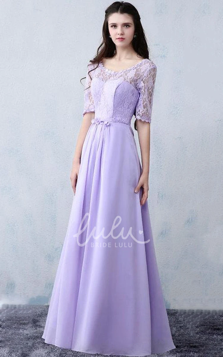 Long Purple Lace Bridesmaid Prom Dress for Bridesmaids