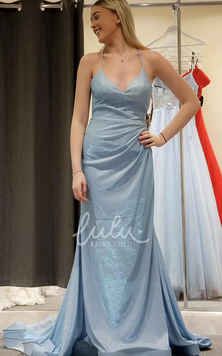 Elegant V-neck Satin Evening Dress with Mermaid Silhouette and Appliques