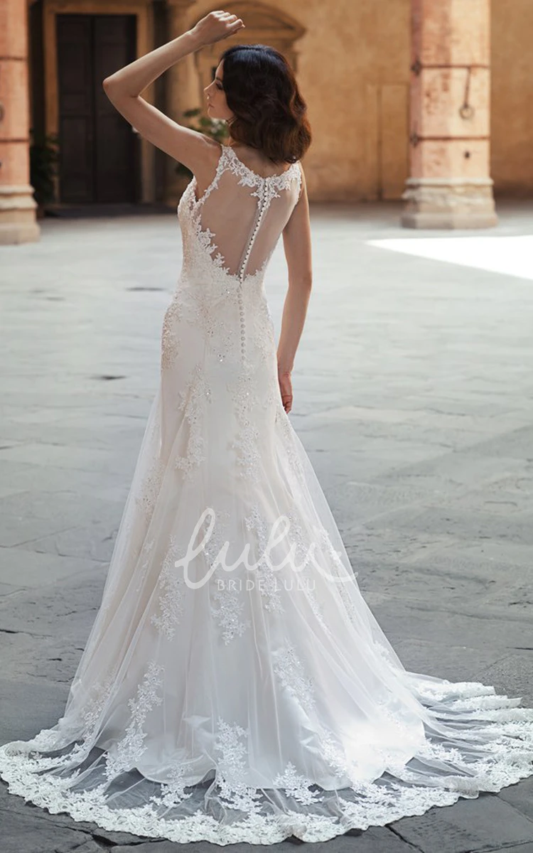 A-Line Lace Wedding Dress Scoop-Neck & Floor-Length