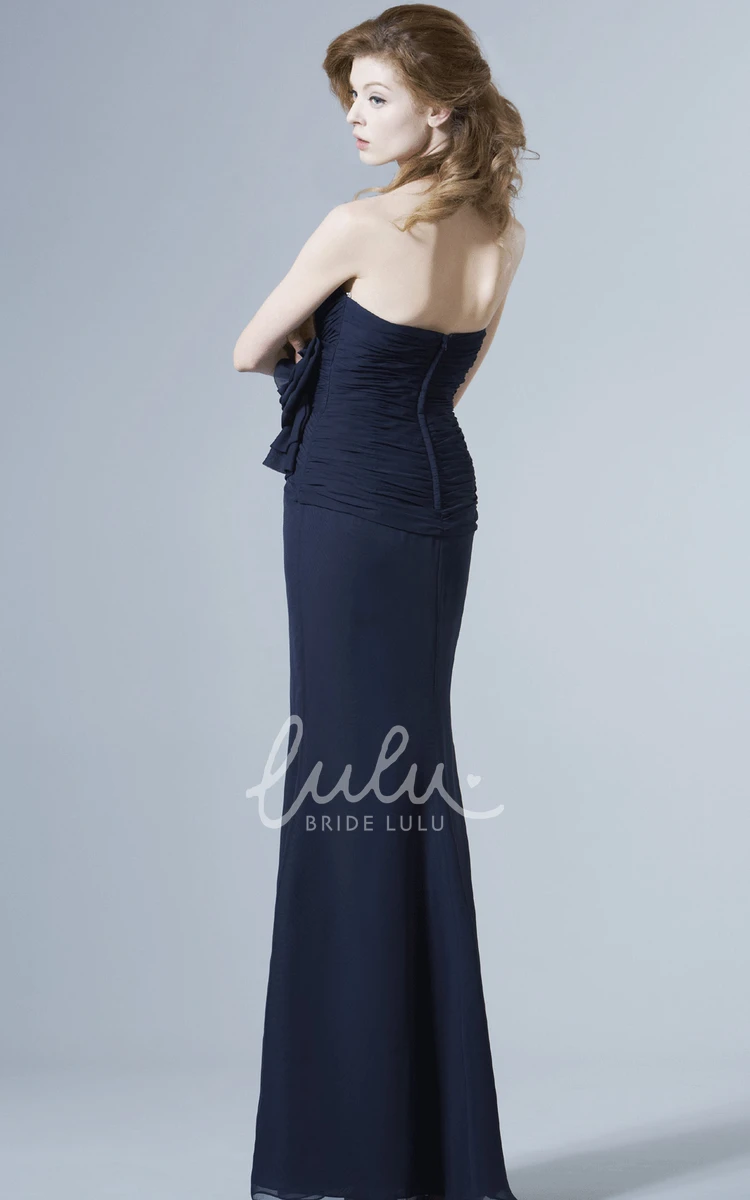 Sleeveless Chiffon Bridesmaid Dress with Criss-Cross & Flower Knee-Length