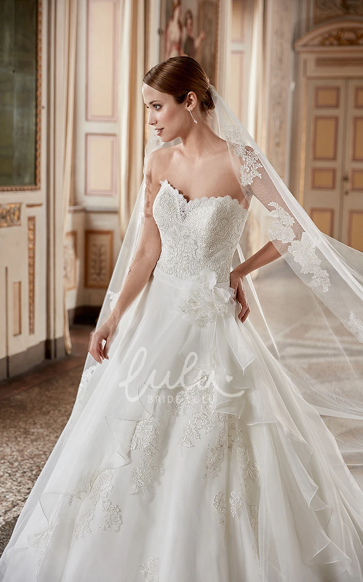 Tulle and Lace Sweetheart Ball Gown Wedding Dress with Draping