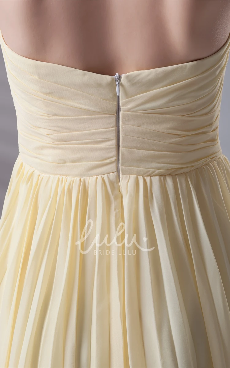 Knee-Length Chiffon Bridesmaid Dress with Sweetheart Criss-Cross Pleats