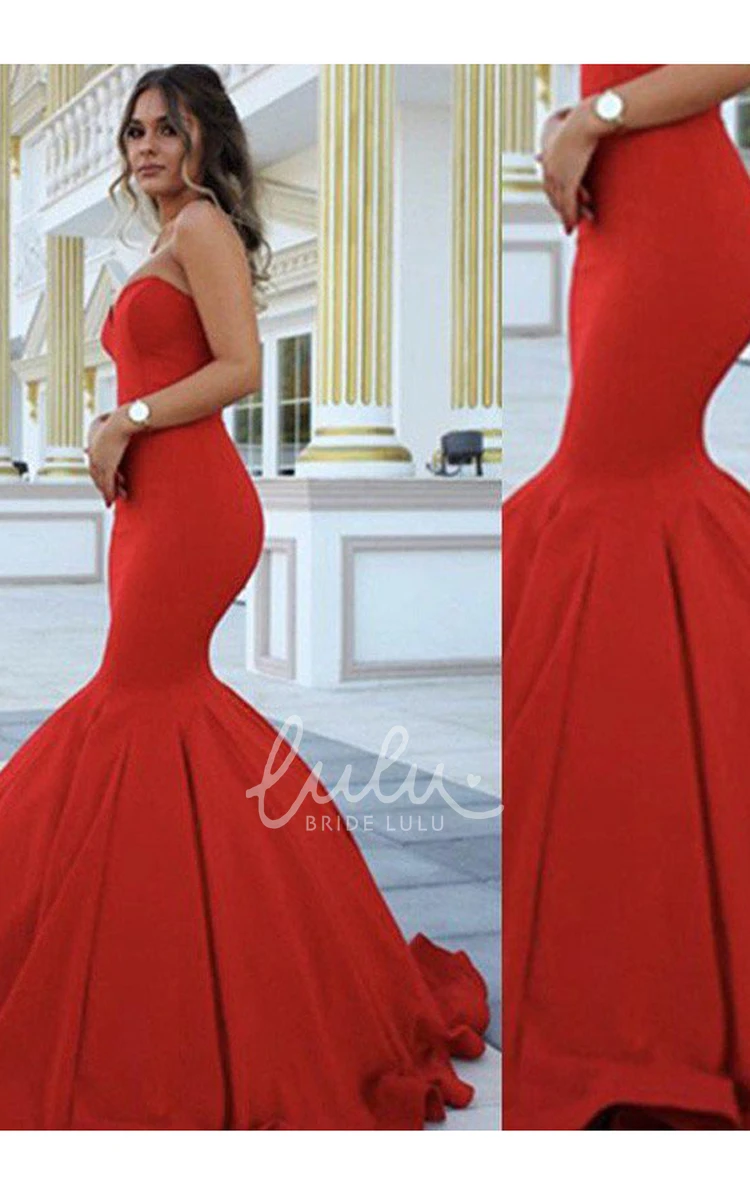 Sweetheart Satin Mermaid Formal Dress with Sweep Train