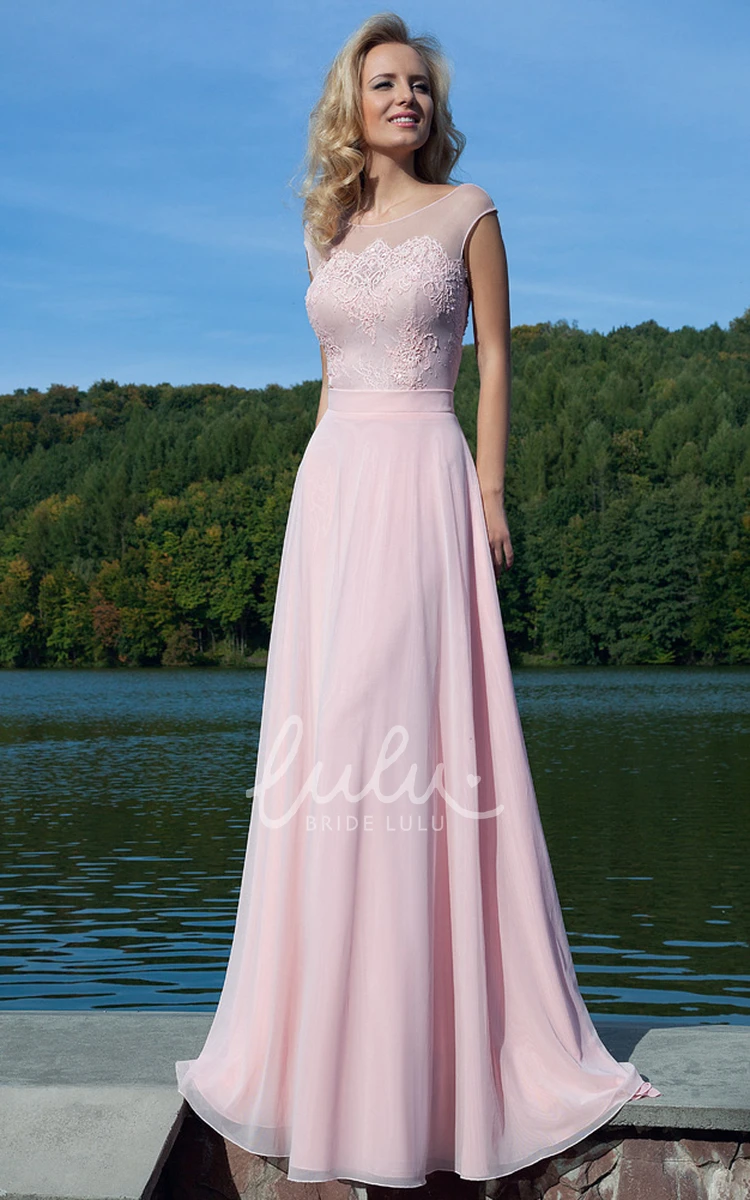 Lace Scoop-Neck Sheath Prom Dress Floor-Length & Modern