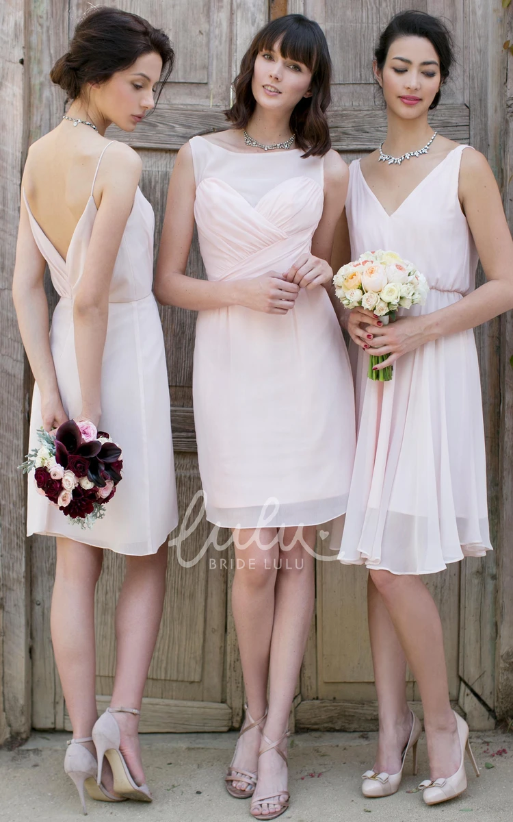 Criss-Cross Sleeveless Chiffon Bridesmaid Dress Multi-Color Short Convertible