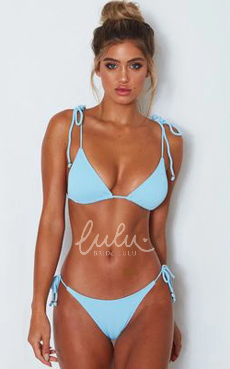 Spaghetti Tie Plain Bikini Set