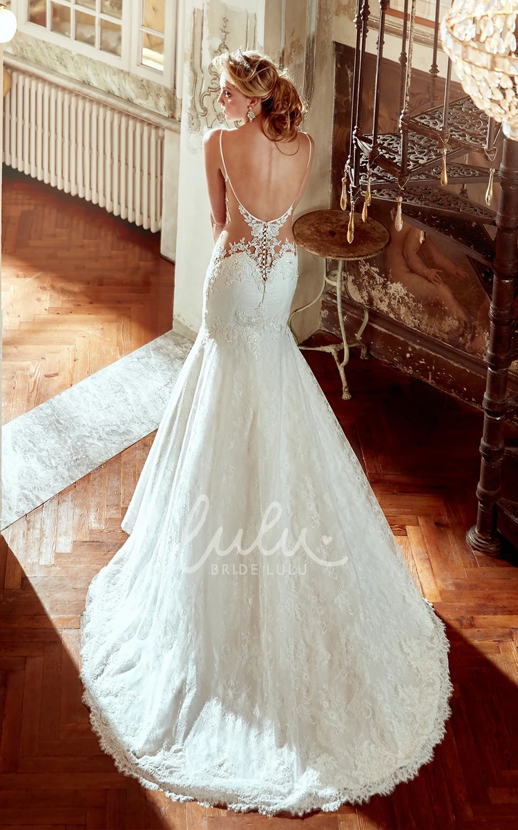 Mermaid Lace Wedding Dress with Sweetheart Neckline and Open Back Glamorous Bridal Gown
