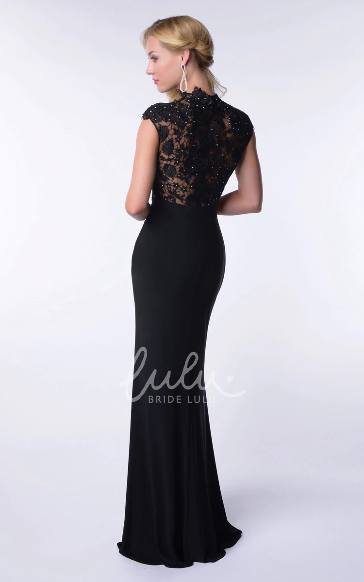 Lace Top High Neck Sheath Homecoming Dress with Side Slit Women's Homecoming Dress