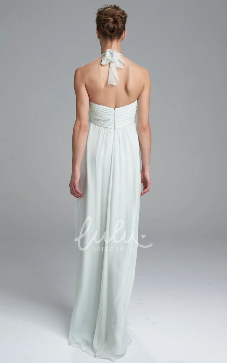 Empire Halter Chiffon Bridesmaid Dress with Ruching Sleeveless