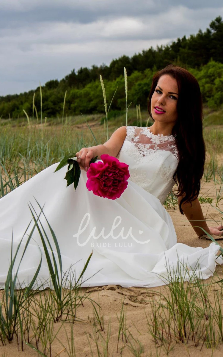 Chiffon Lace Wedding Dress with Illusion Elegant 2024 Bridal Gown