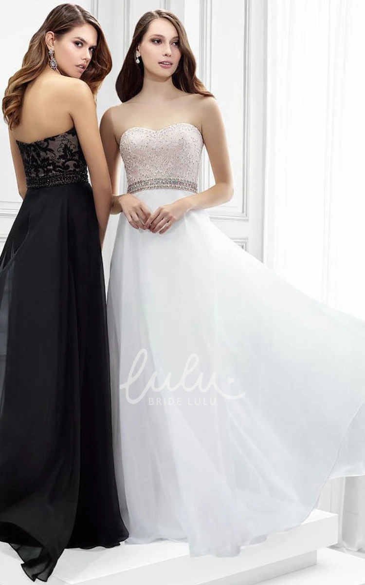 Strapless Chiffon Prom Dress with Appliques Beading and Waist Jewelry Modern Women's Dress