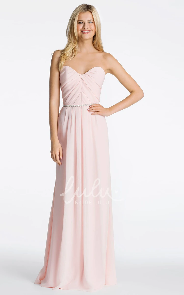 Sleeveless Jeweled Chiffon Bridesmaid Dress Classy Sweetheart Neckline