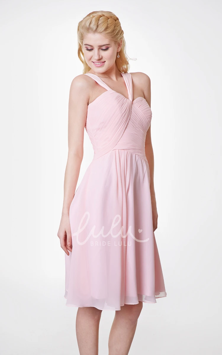 Knee Length Cute Chiffon Dress with Square Back