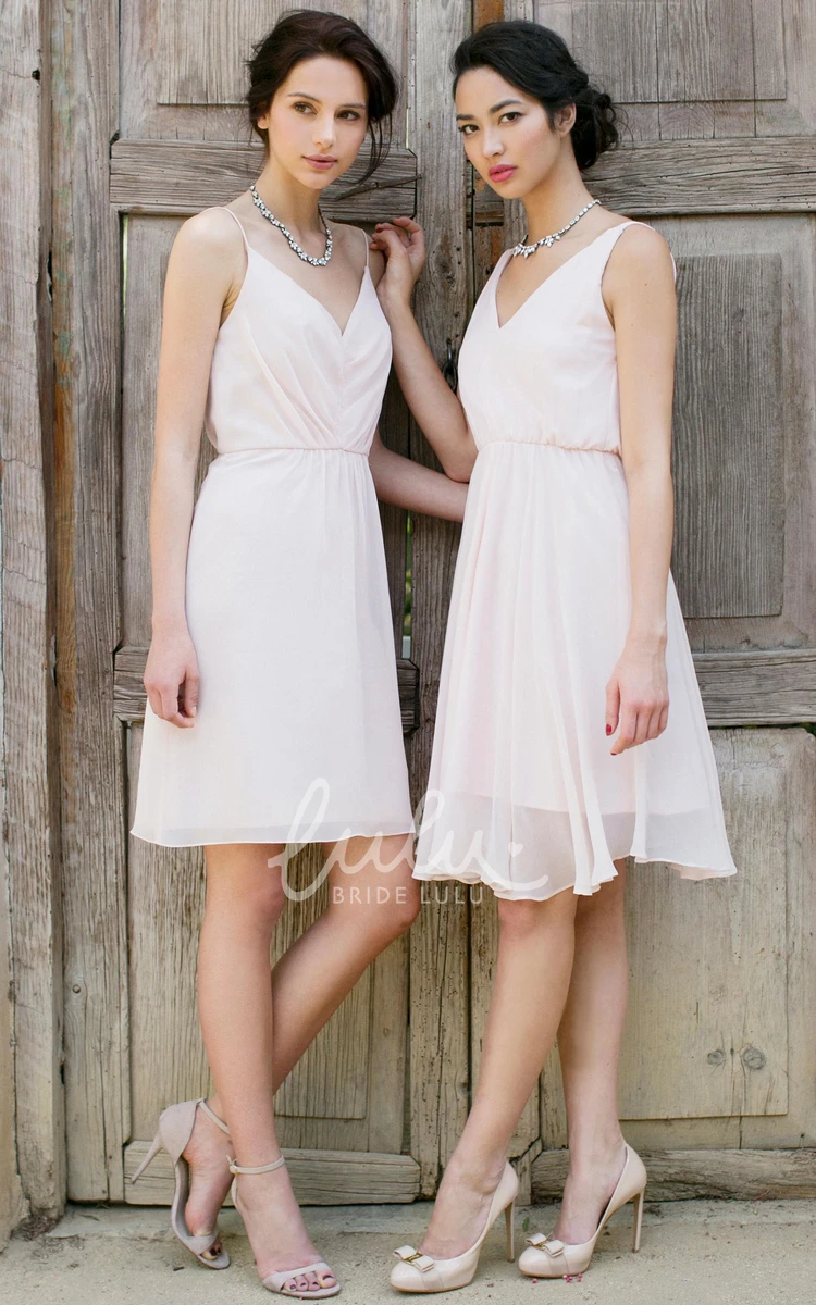 Spaghetti Sleeveless Chiffon Bridesmaid Dress in Muti-Color Pencil Style with Low-V Back