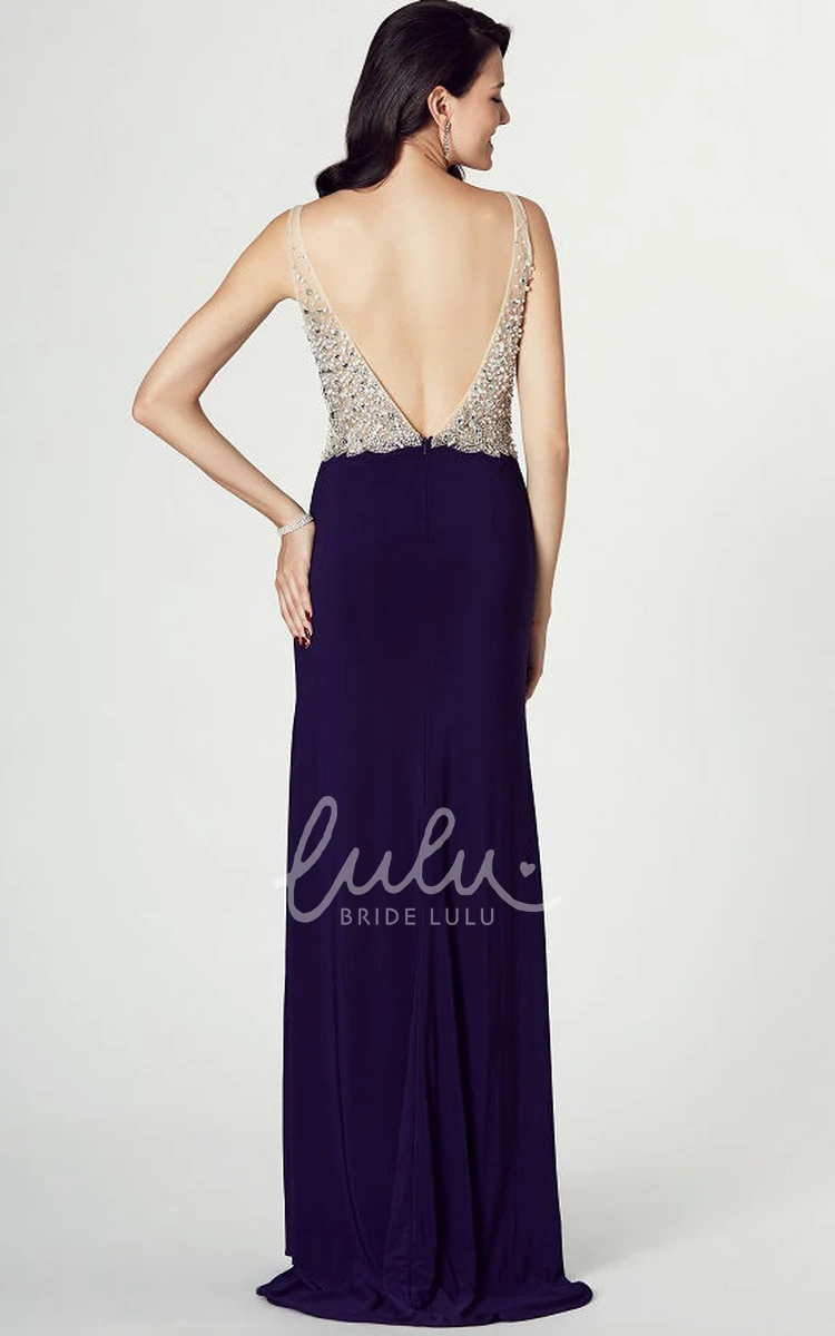 Beaded Sleeveless V-Neck Prom Dress Elegant Women's Formal Dress