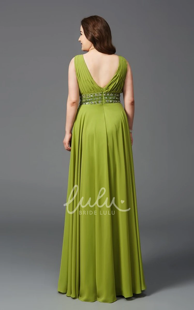 V-Neck Sleeveless A-Line Bridesmaid Dress with Jewellery & Pleats