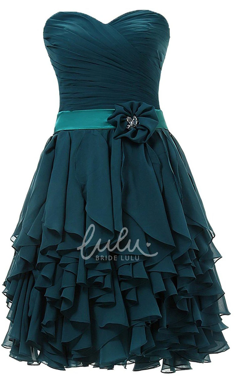 A-Line Mini Dress with Ruffles and Sweetheart Neckline for Formals