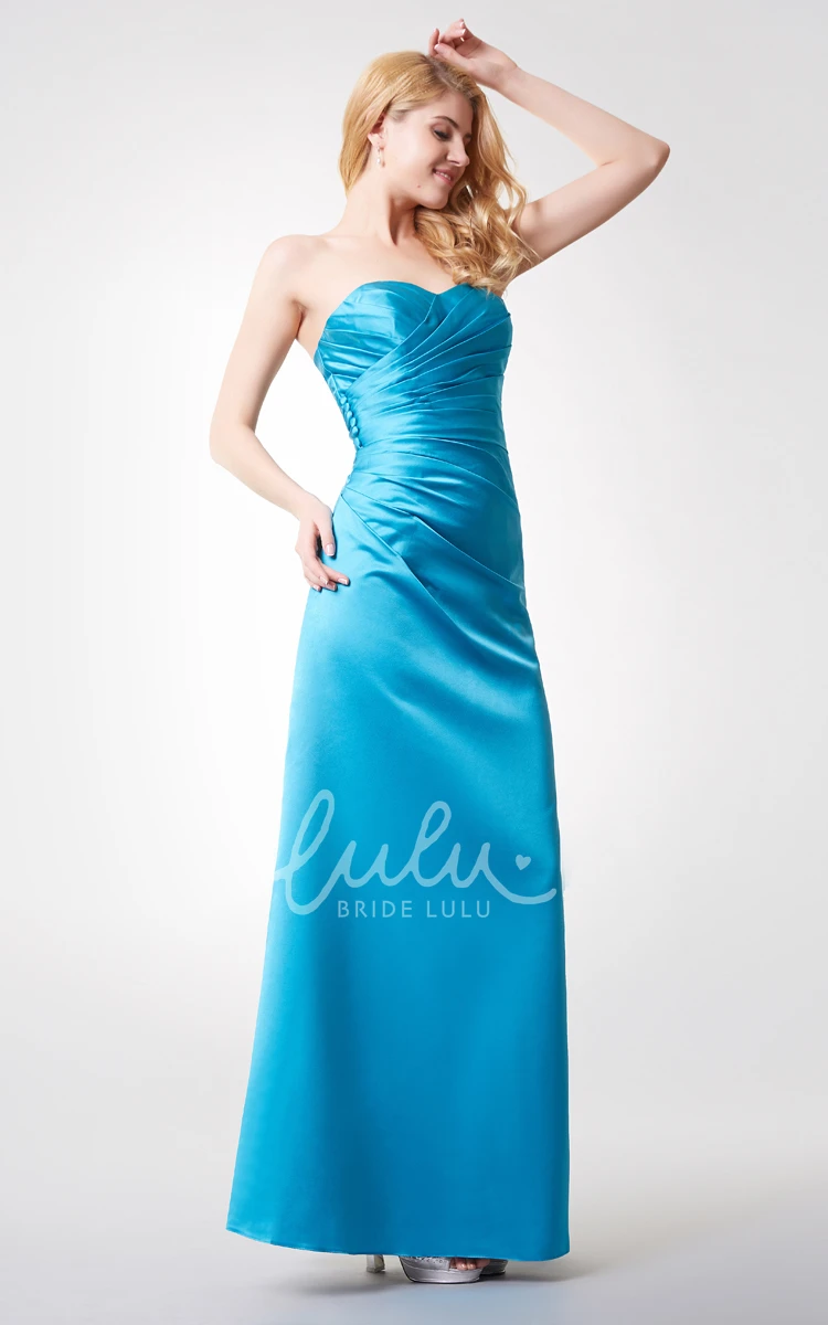 Sweetheart Ruched Backless A-line Satin Dress Simple & Chic