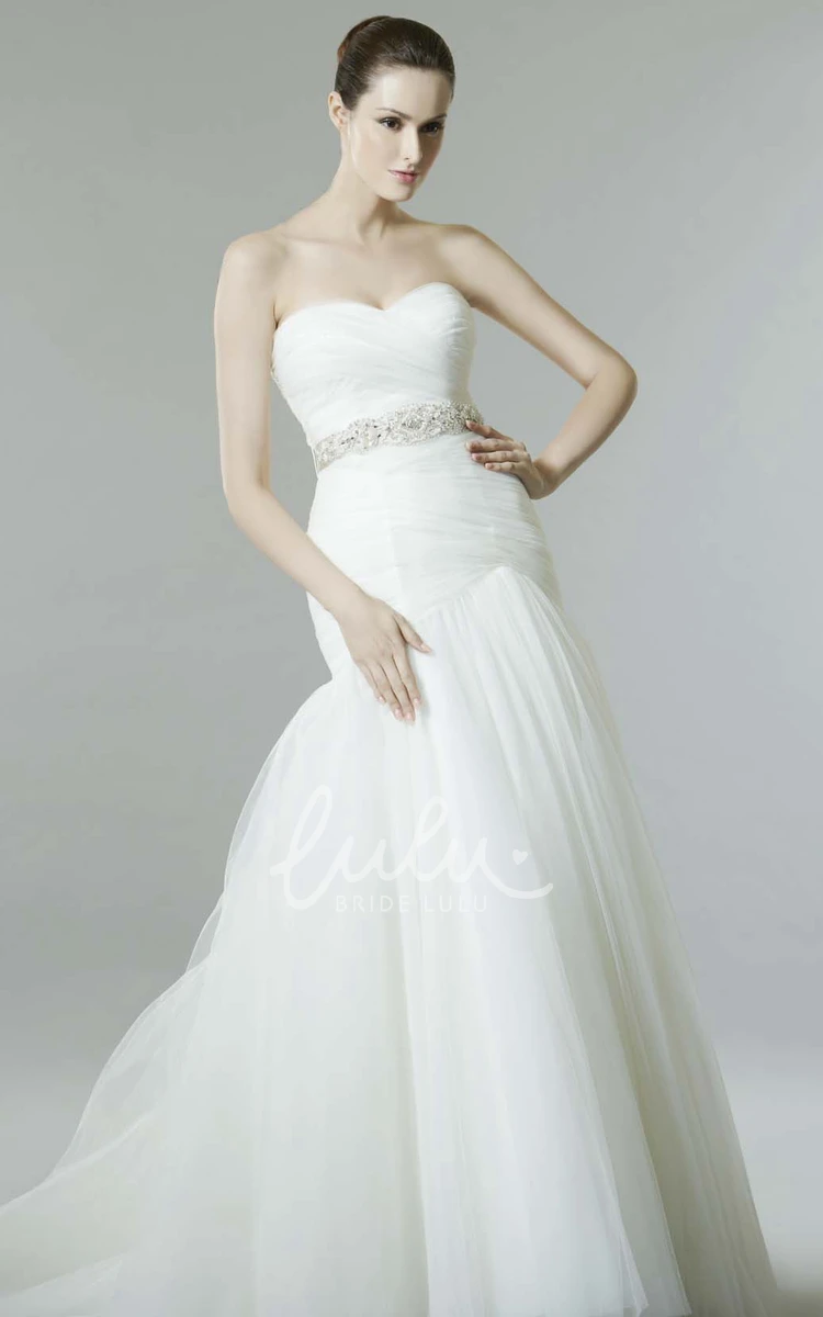 Sleeveless Mermaid Tulle Wedding Dress Sweetheart Criss-Cross