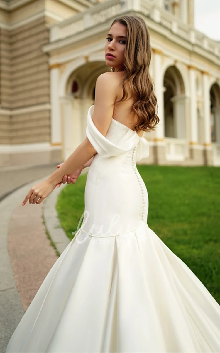 Satin Off-the-Shoulder Ruched Mermaid Wedding Dress Unique Glamorous