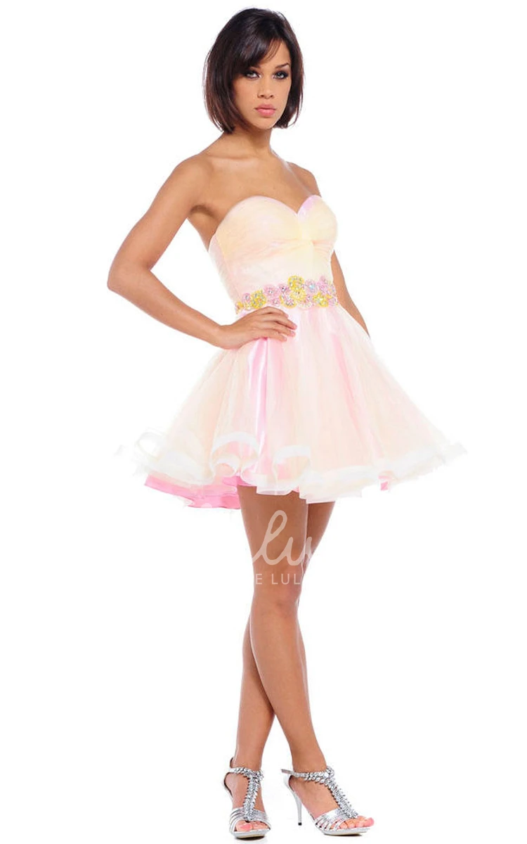 Jeweled Tulle Prom Dress with Sweetheart and V-Back