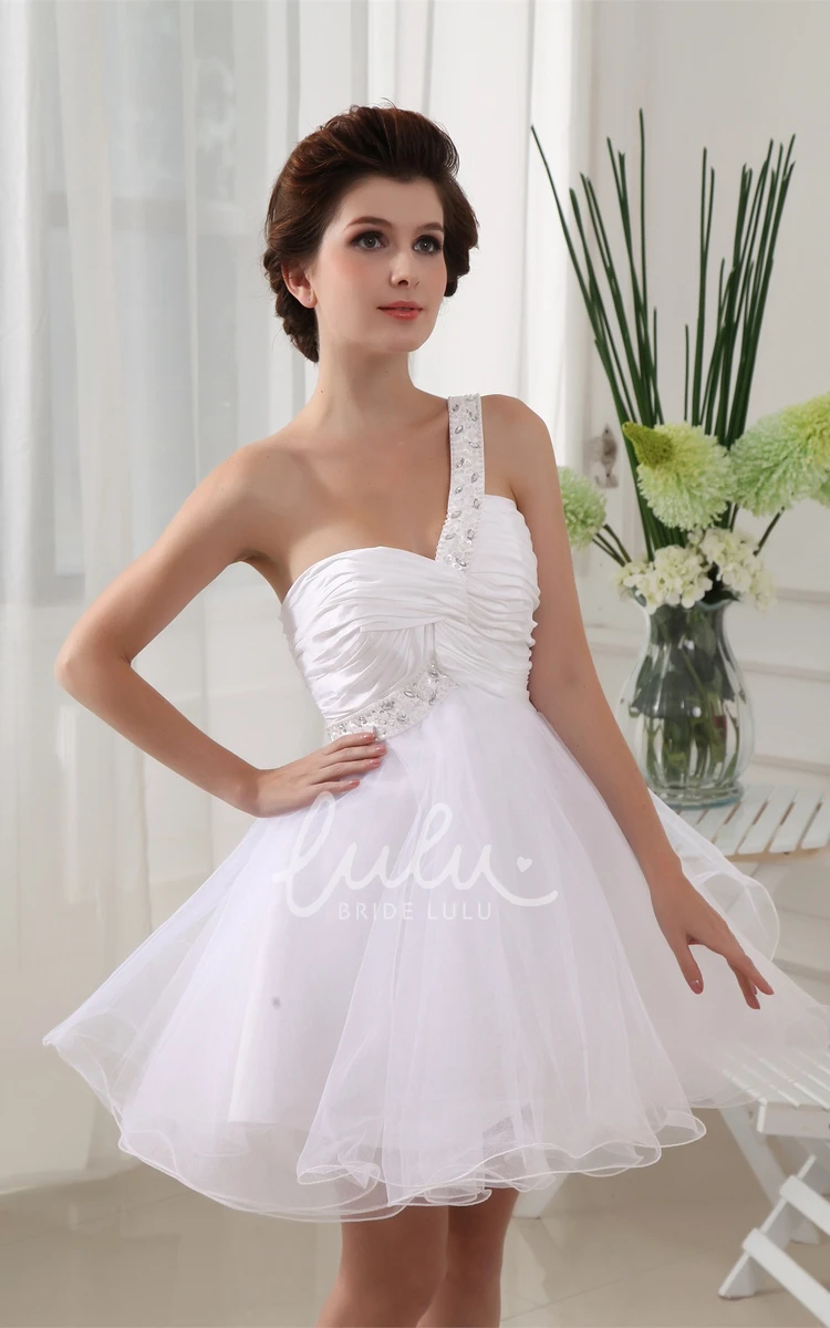 Short Romantic Elegant Sweetheart Criss-Cross Tulle Mini A-Line Dress with Beaded Strap