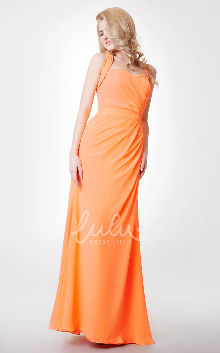 Elegant Mermaid Chiffon Bridesmaid Dress with Side Draping and Removable Straps